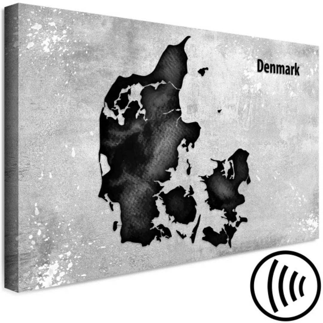 Bild auf Leinwand Dänemark auf Beton - Konturkarte des nordischen Staates X günstig online kaufen