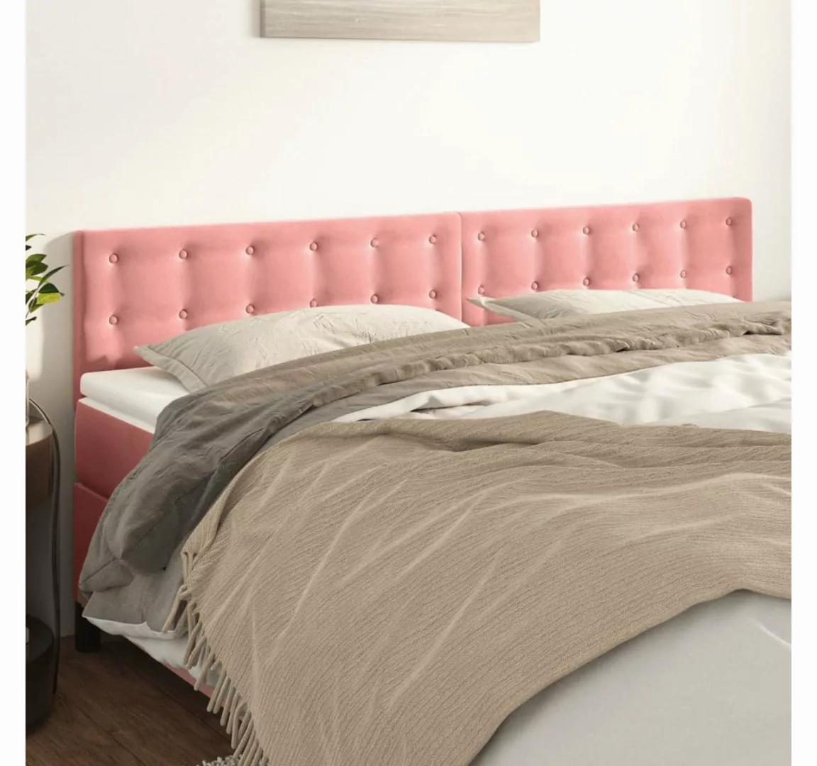 vidaXL Bett, Kopfteile 2 Stk. Rosa 90x5x78/88 cm Samt günstig online kaufen