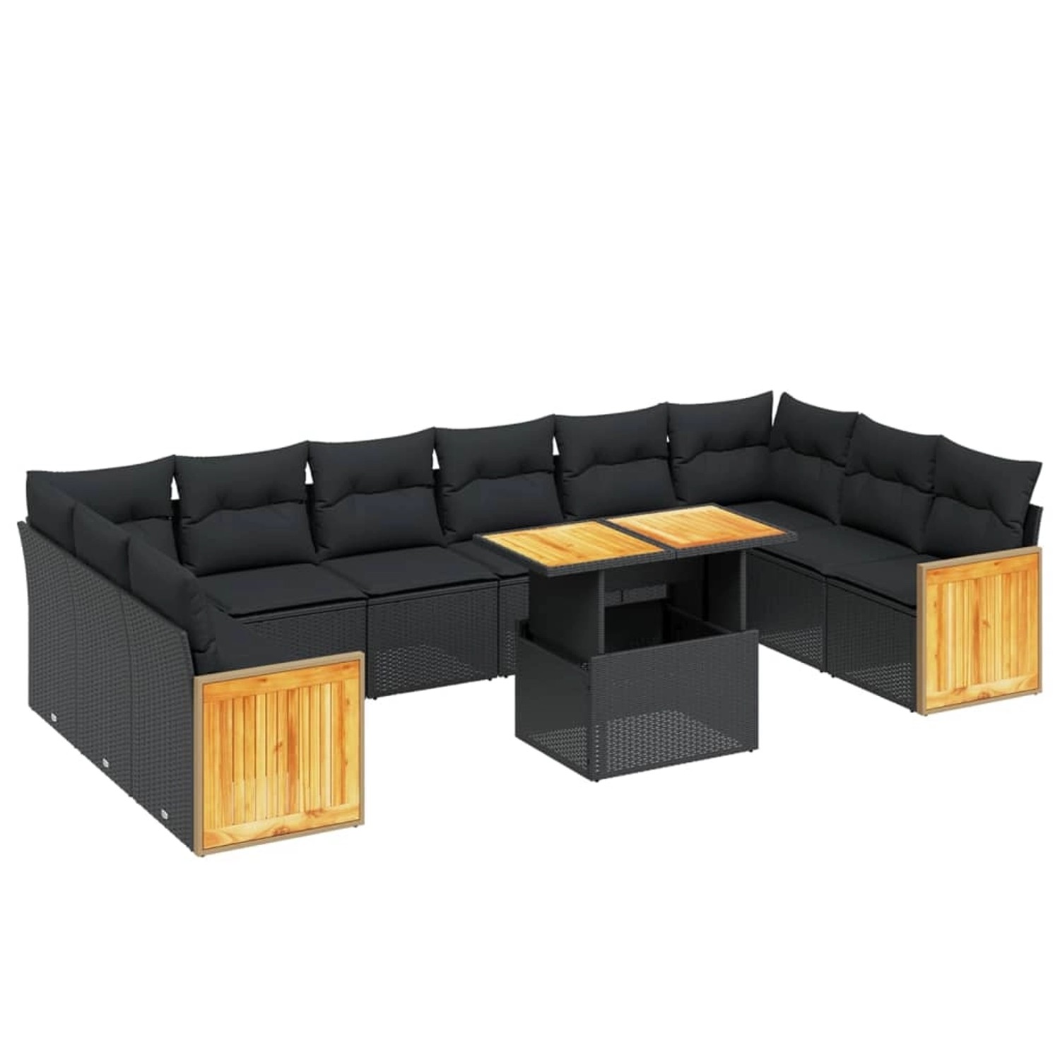 vidaXL 11-Tlg Garten-Sofagarnitur mit Kissen Schwarz Poly Rattan 3274128 günstig online kaufen