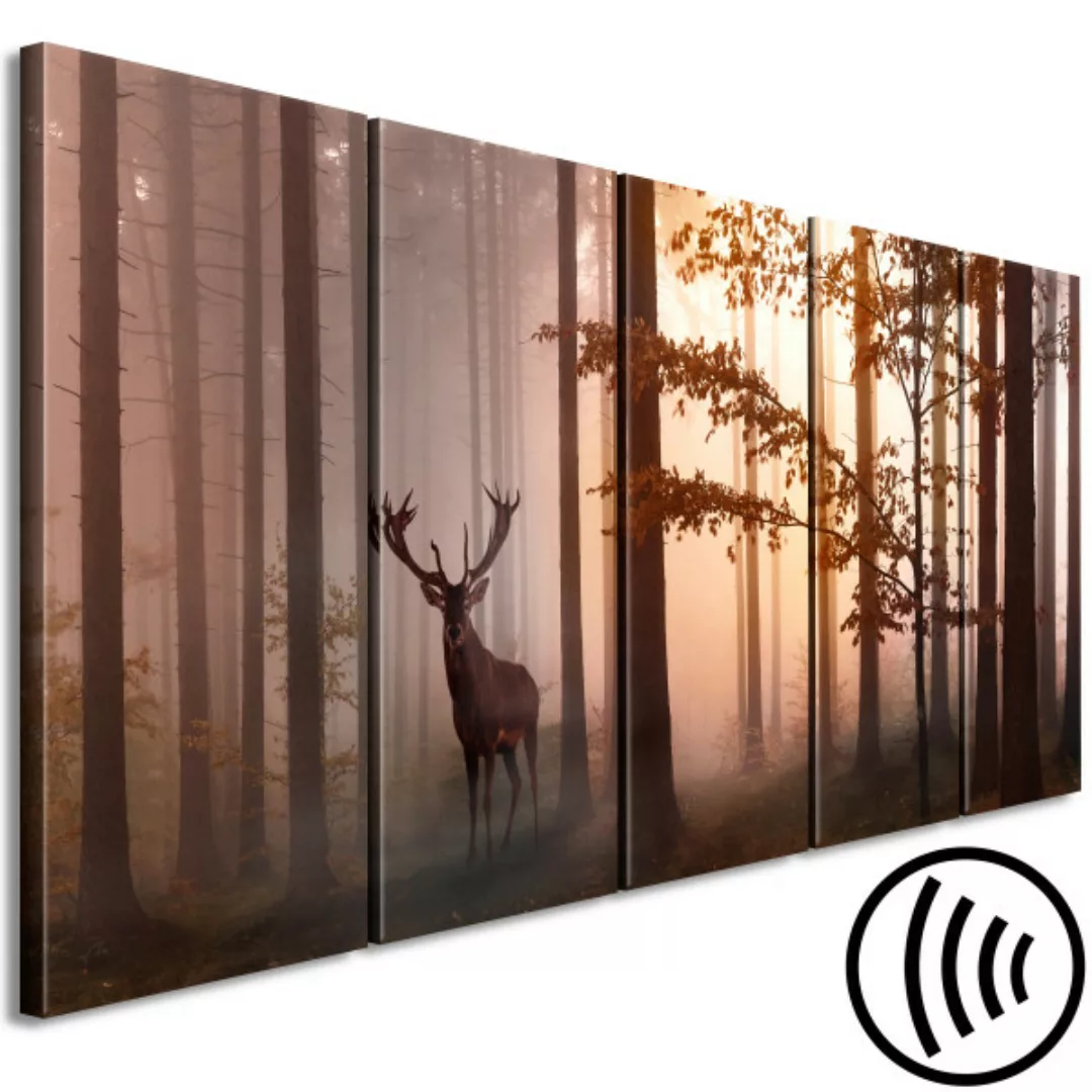 Bild auf Leinwand Morning (5 Parts) Narrow Brown XXL günstig online kaufen