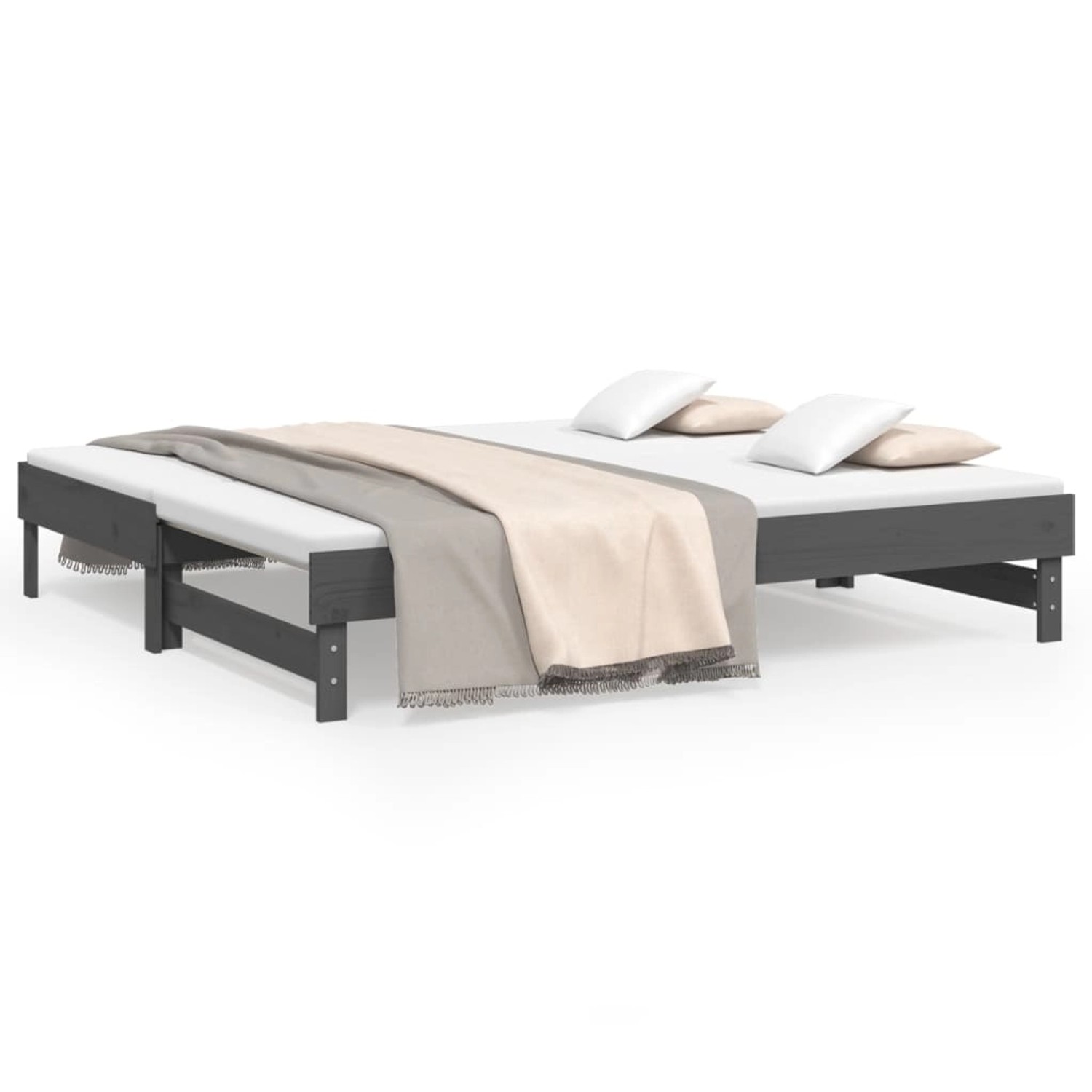 vidaXL Gästebett Gästebett Tagesbett Ausziehbar Grau 2x90x190 cm Massivholz günstig online kaufen