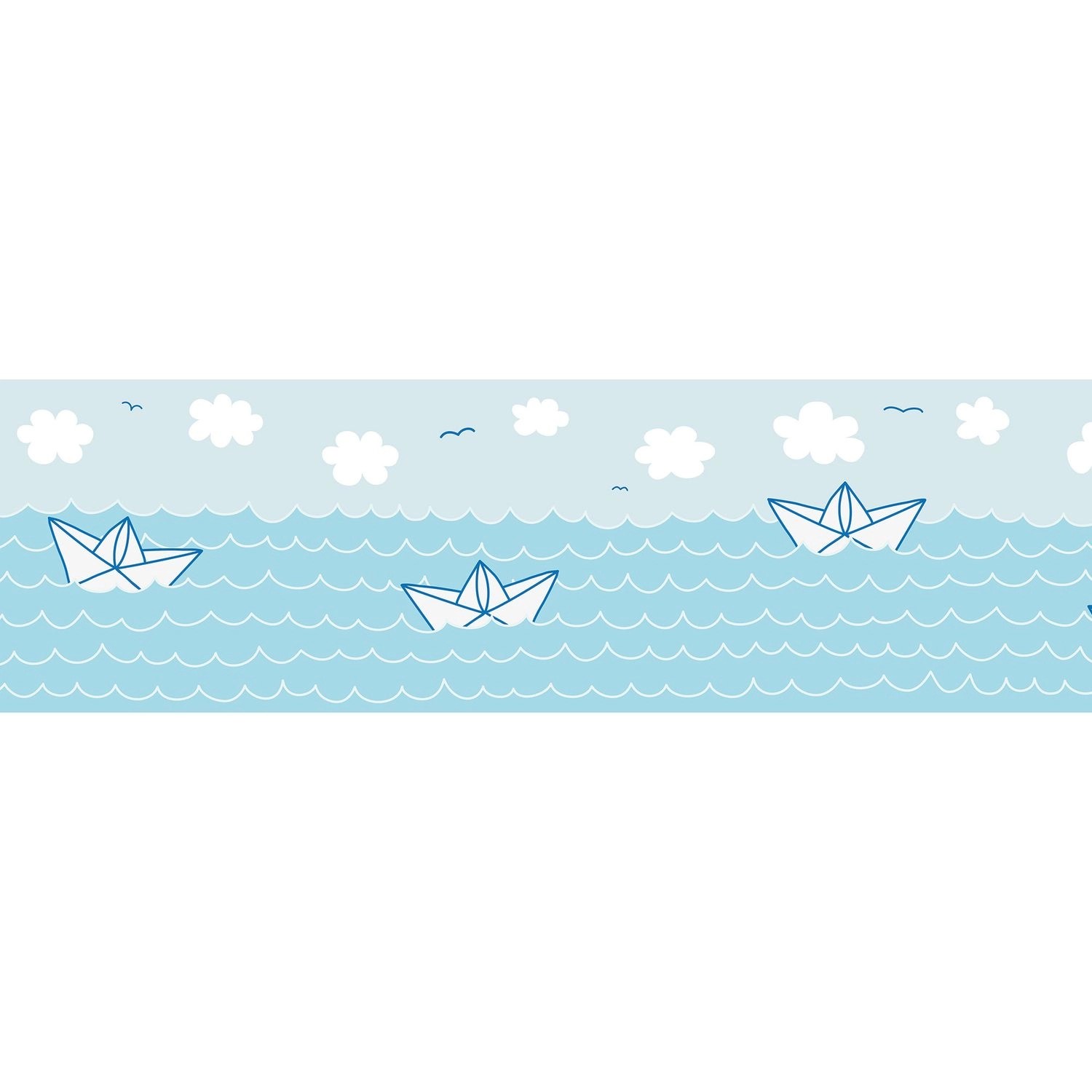 PROFHOME 403731-GU Kinder Tapete Maritim Matt Blau Weiß 0,75 m2 0,15 m x 5, günstig online kaufen
