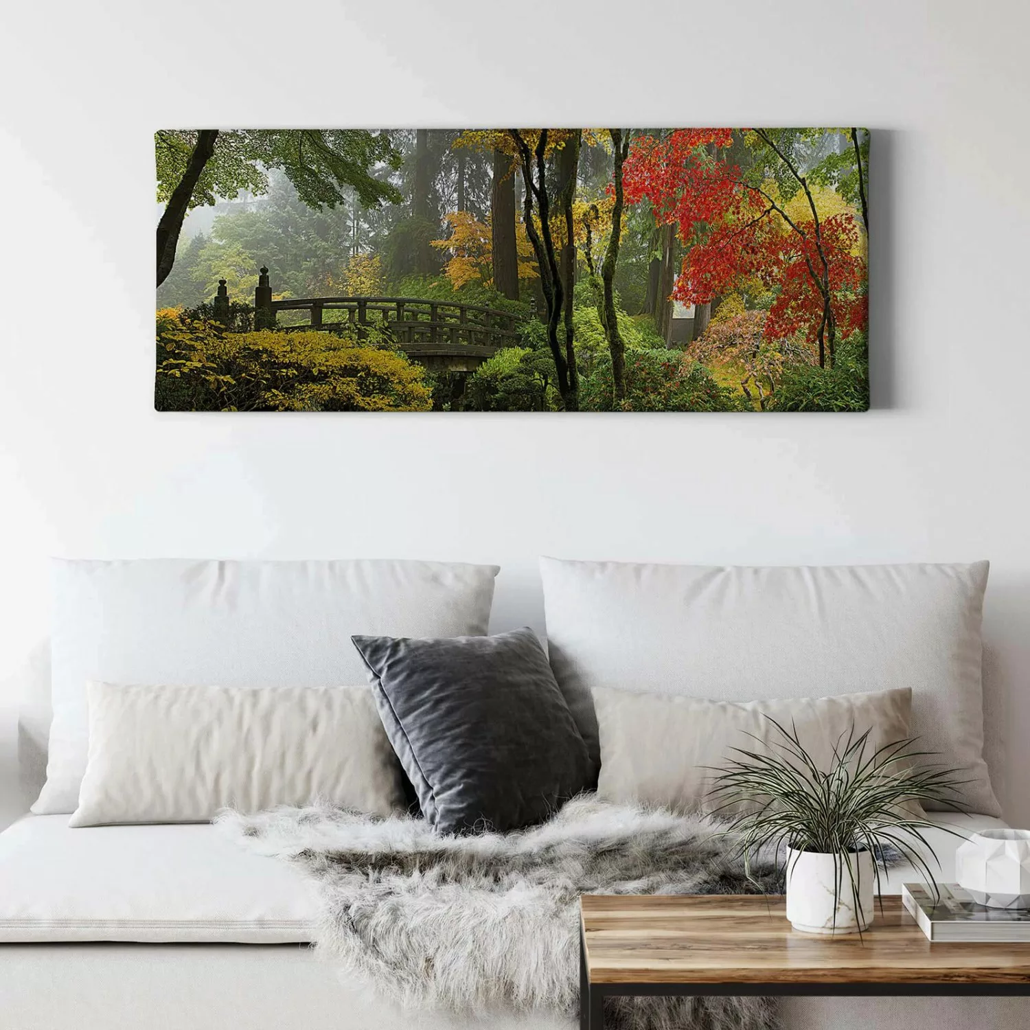 Bricoflor Bild Mit Japanischem Garten In Grün Und Rot Herbstwald Bild Auf L günstig online kaufen