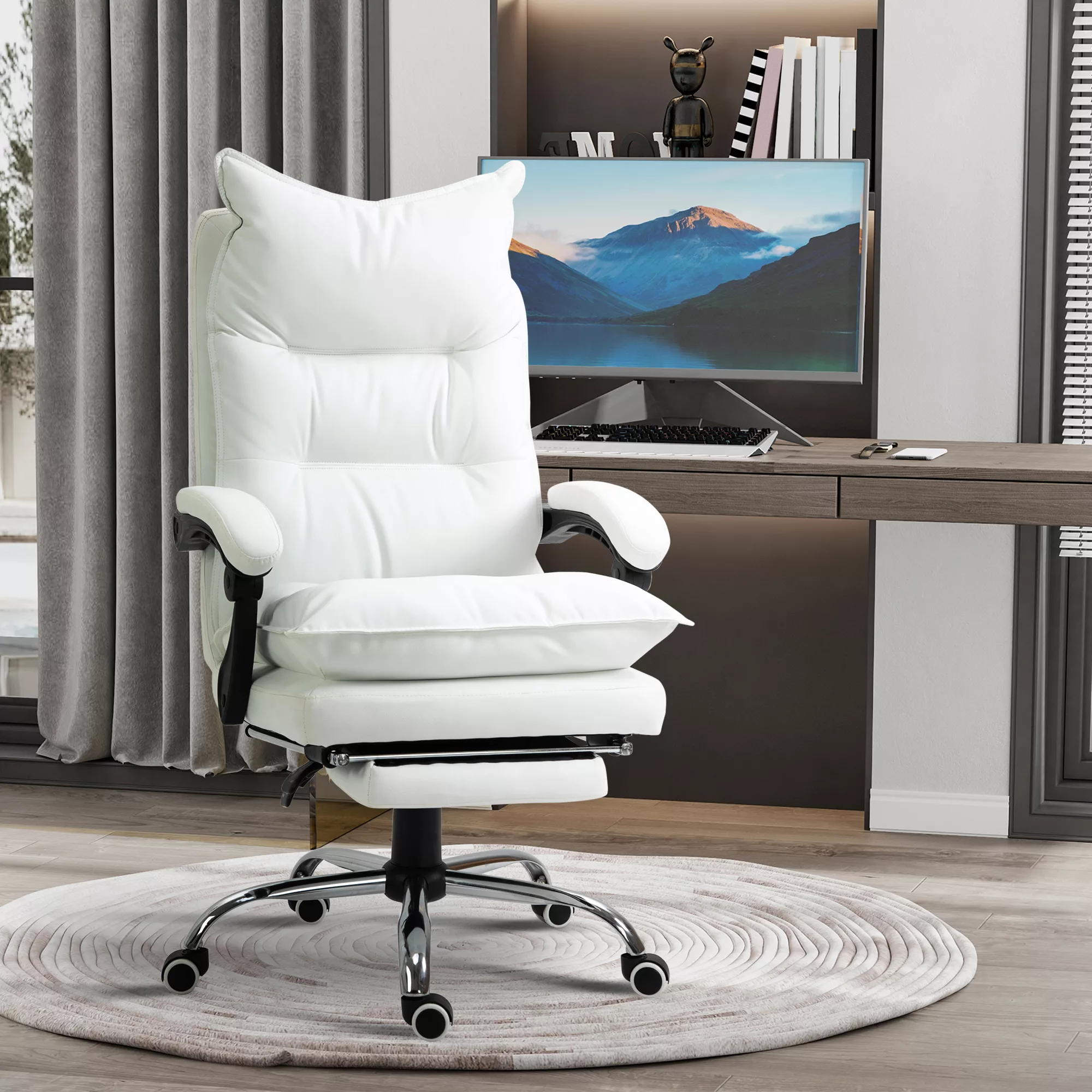 Vinsetto Bürostuhl mit Fußstütze höhenverstellbarer Schreibtischstuhl Drehs günstig online kaufen