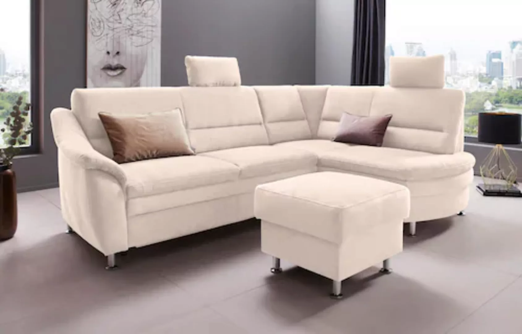 Places of Style Ecksofa Cardoso L-Form, Federkern, wahlweise mit Bett, Schu günstig online kaufen