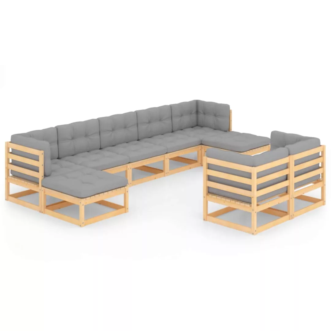 9-tlg. Garten-lounge-set Mit Kissen Massivholz Kiefer günstig online kaufen