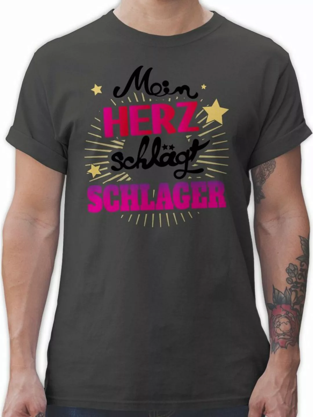 Shirtracer T-Shirt Mein Herz schlägt Schlager Outfit Schlagerparty Schlager günstig online kaufen