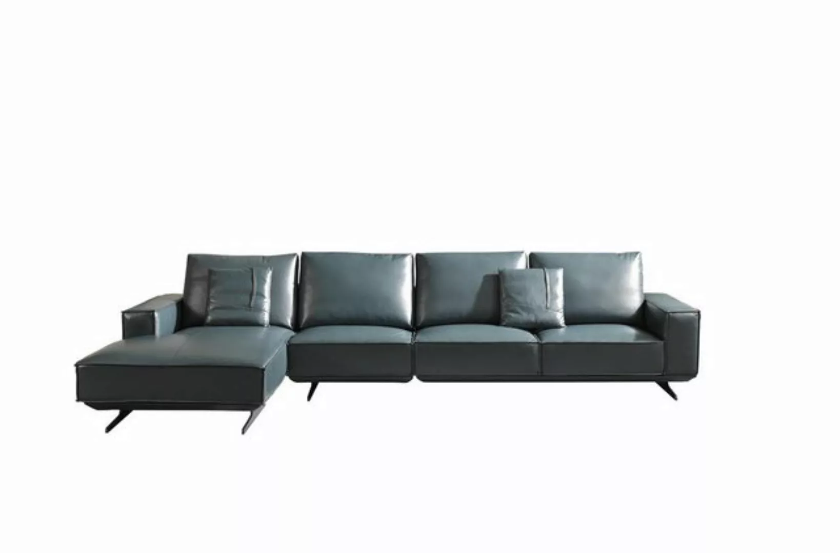 Xlmoebel Ecksofa Moderne Wohnlandschaft aus Leder in Blau mit Design-Elemen günstig online kaufen