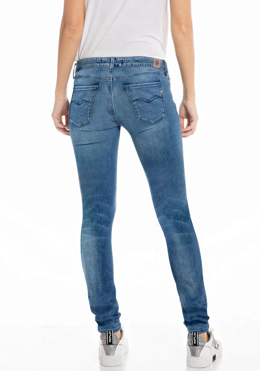 Replay Damen Jeans New Luz - Skinny Fit - Blau - Medium Blue Denim günstig online kaufen