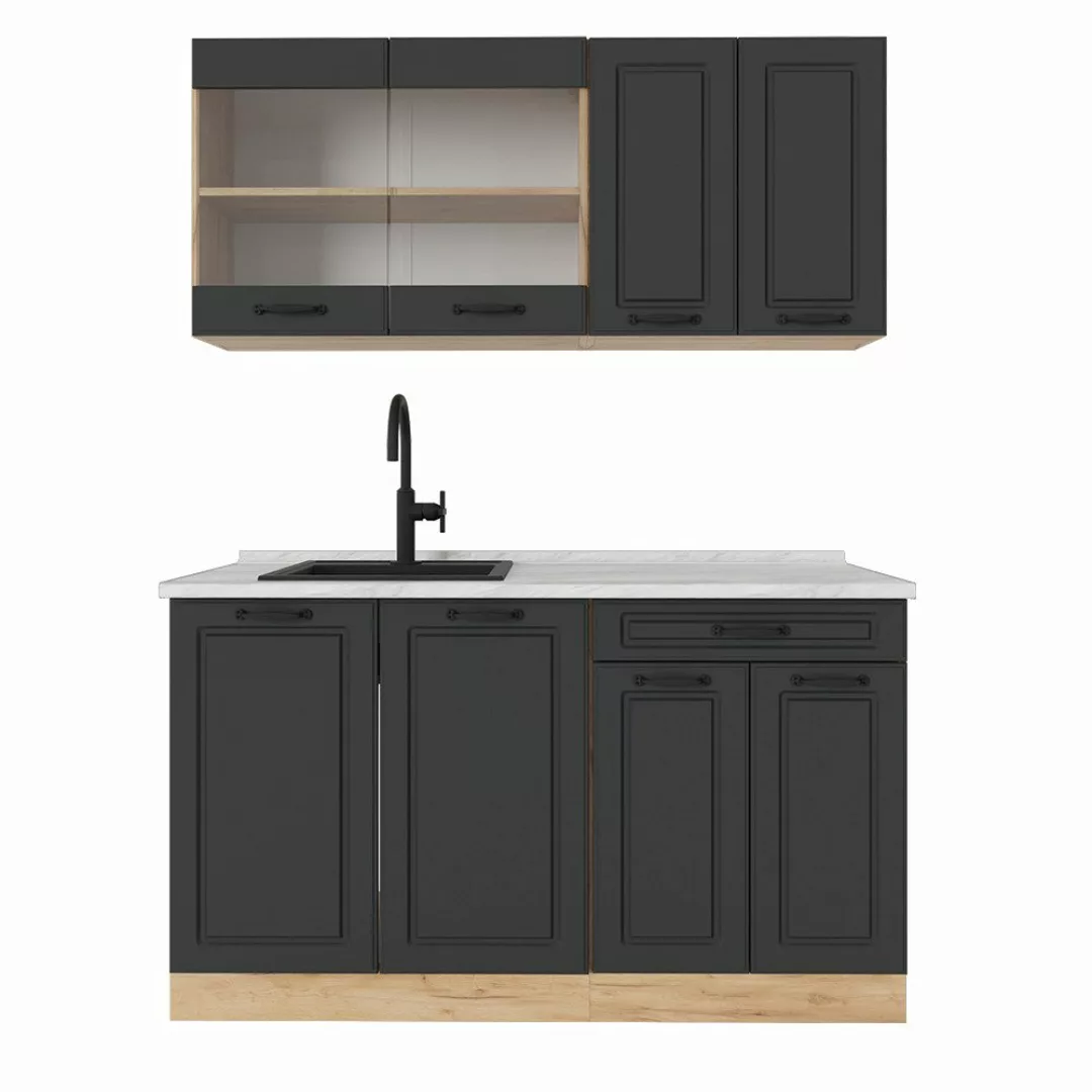 Vicco Küchenzeile R-Line, Anthrazit Landhaus/Goldkraft Eiche, günstig online kaufen