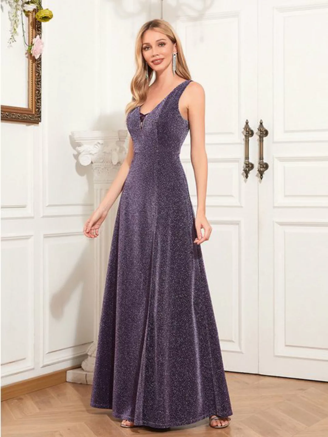 ZWY Abendkleid Lila formelles Abendkleid in A-Linie mit Seitenschlitz Lange günstig online kaufen