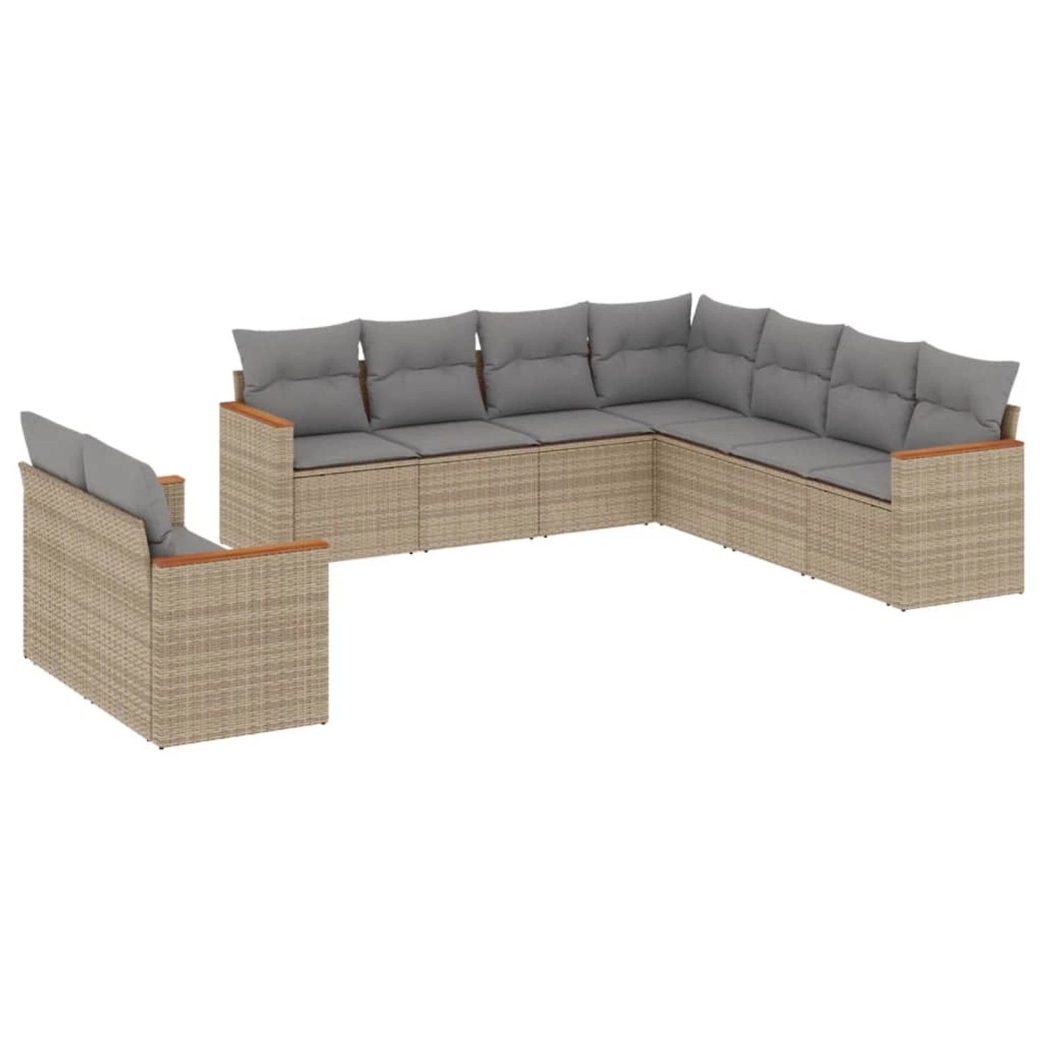 vidaXL 9-Tlg Garten-Sofagarnitur mit Kissen Beige Poly Rattan 3258503 günstig online kaufen