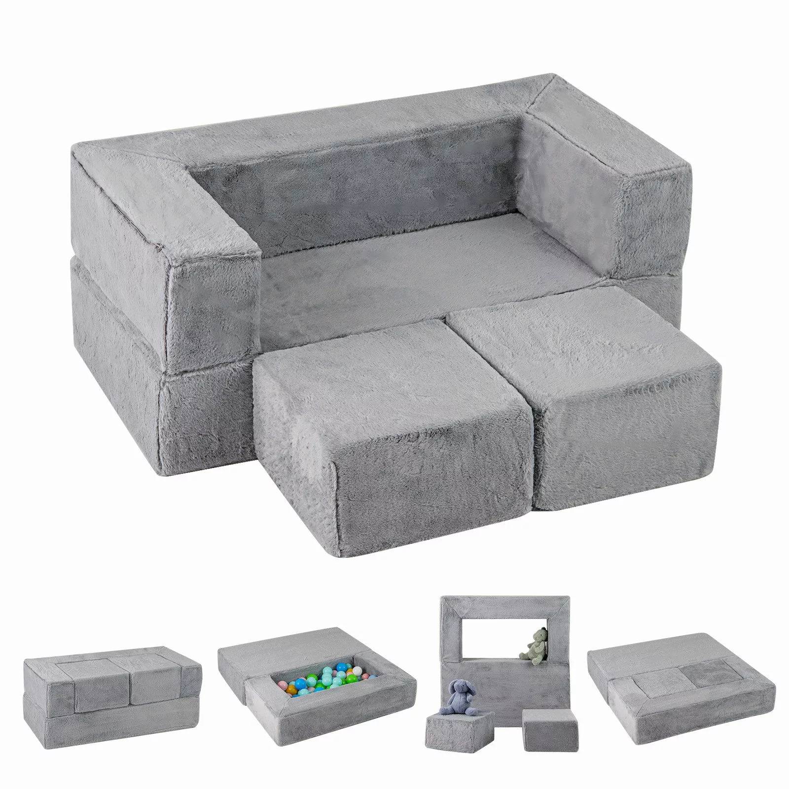 COSTWAY Kindersofa, Modulares Spielsofa für 2 günstig online kaufen