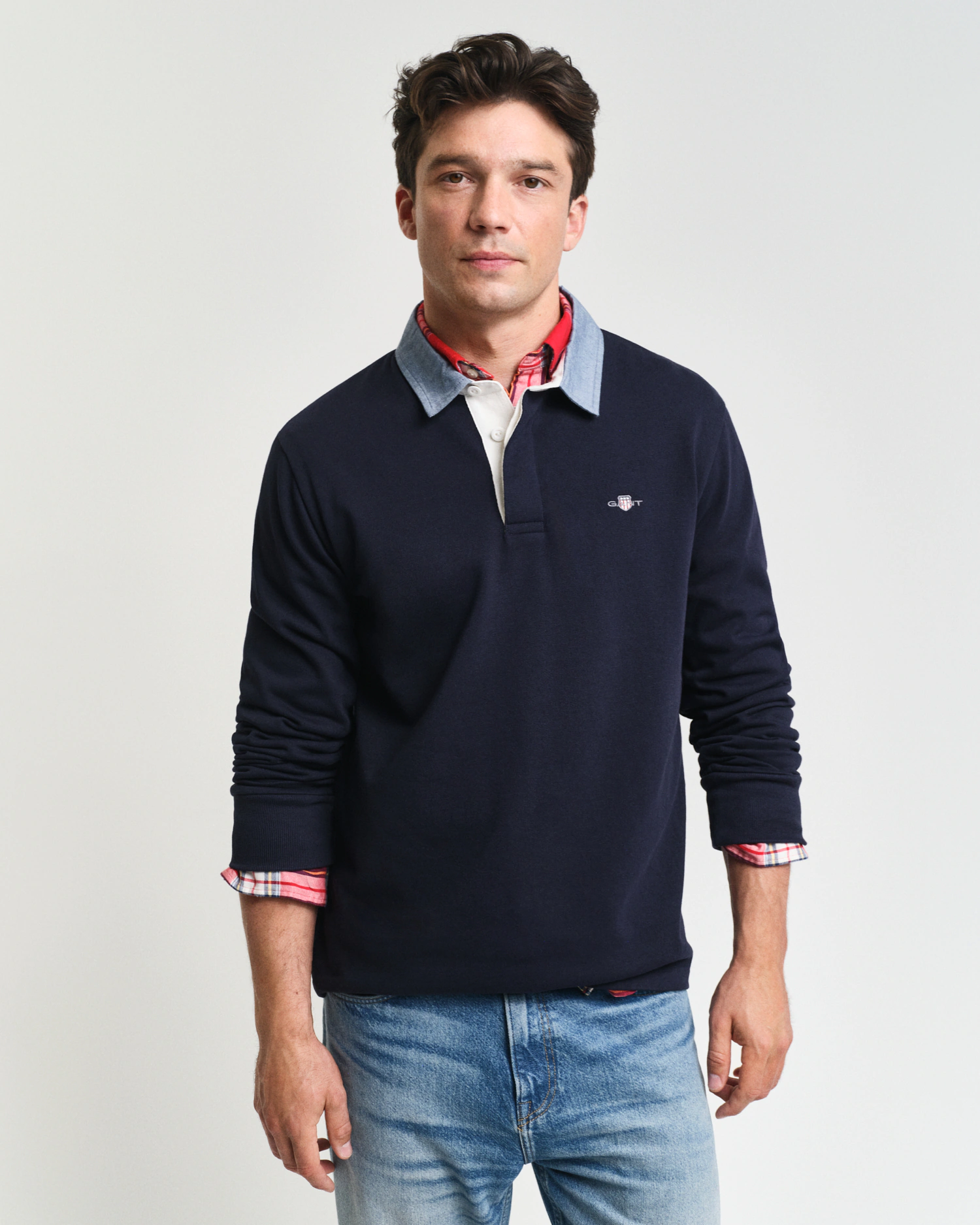 Gant Langarm-Poloshirt "REG CHAMBRAY HEAVY RUGGER" günstig online kaufen