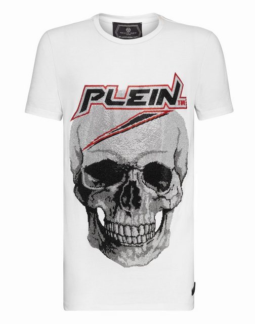 PHILIPP PLEIN T-Shirt MTK4038 PJY002N mit Strasssteinen, weiß günstig online kaufen