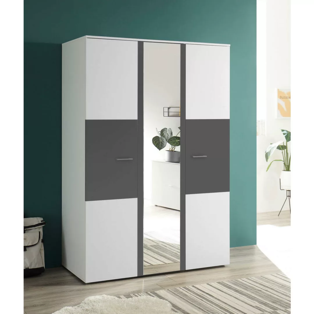 Kleiderschrank Alex weiß Graphit B/H/T: ca. 135x195x60 cm günstig online kaufen