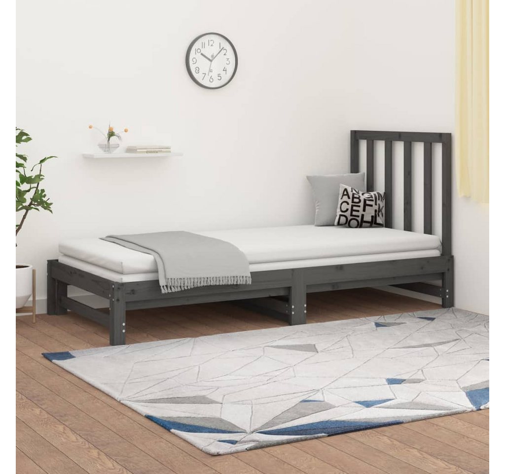 vidaXL Gästebett Gästebett Tagesbett Ausziehbar Grau 2x90x200 cm Massivholz günstig online kaufen