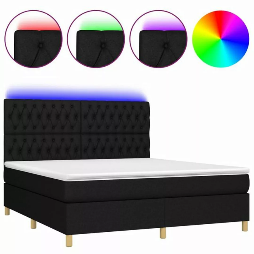 vidaXL Boxspringbett Boxspringbett mit Matratze LED Schwarz 180x200 cm Stof günstig online kaufen