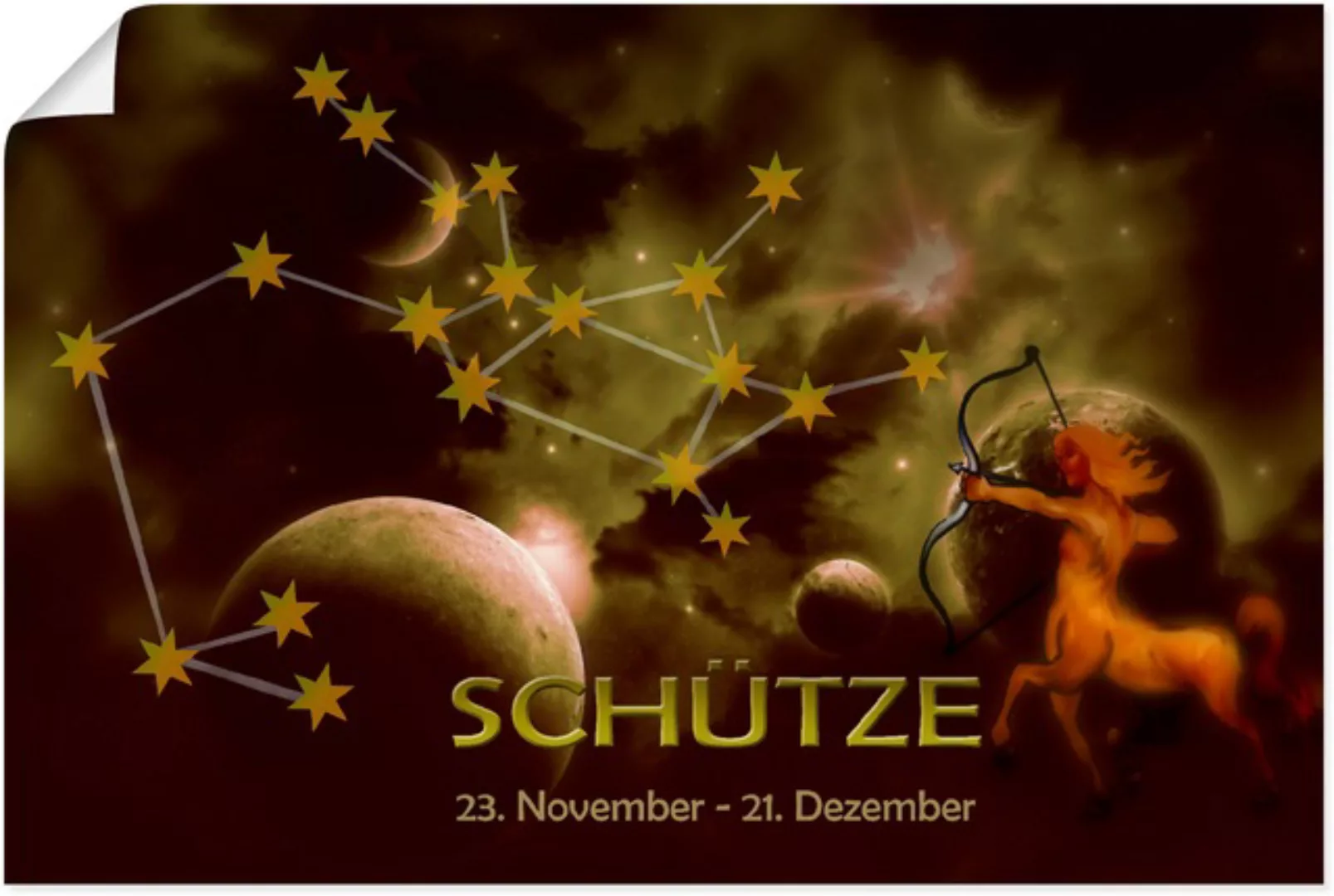 Artland Wandbild "Sternzeichen - Schütze", Bilder von Sternzeichen, (1 St.) günstig online kaufen