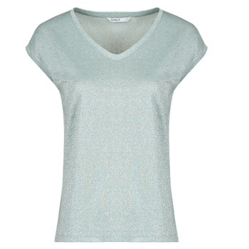 Only Silvery Lurex V Neck Kurzärmeliges T-shirt S Morning Mist günstig online kaufen