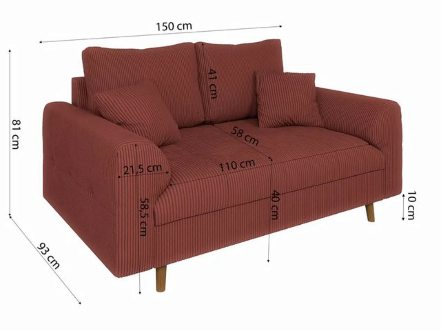 S-Style Möbel Polstergarnitur 2+1 Zara mit Braun Holzfüßen im skandinavisch günstig online kaufen