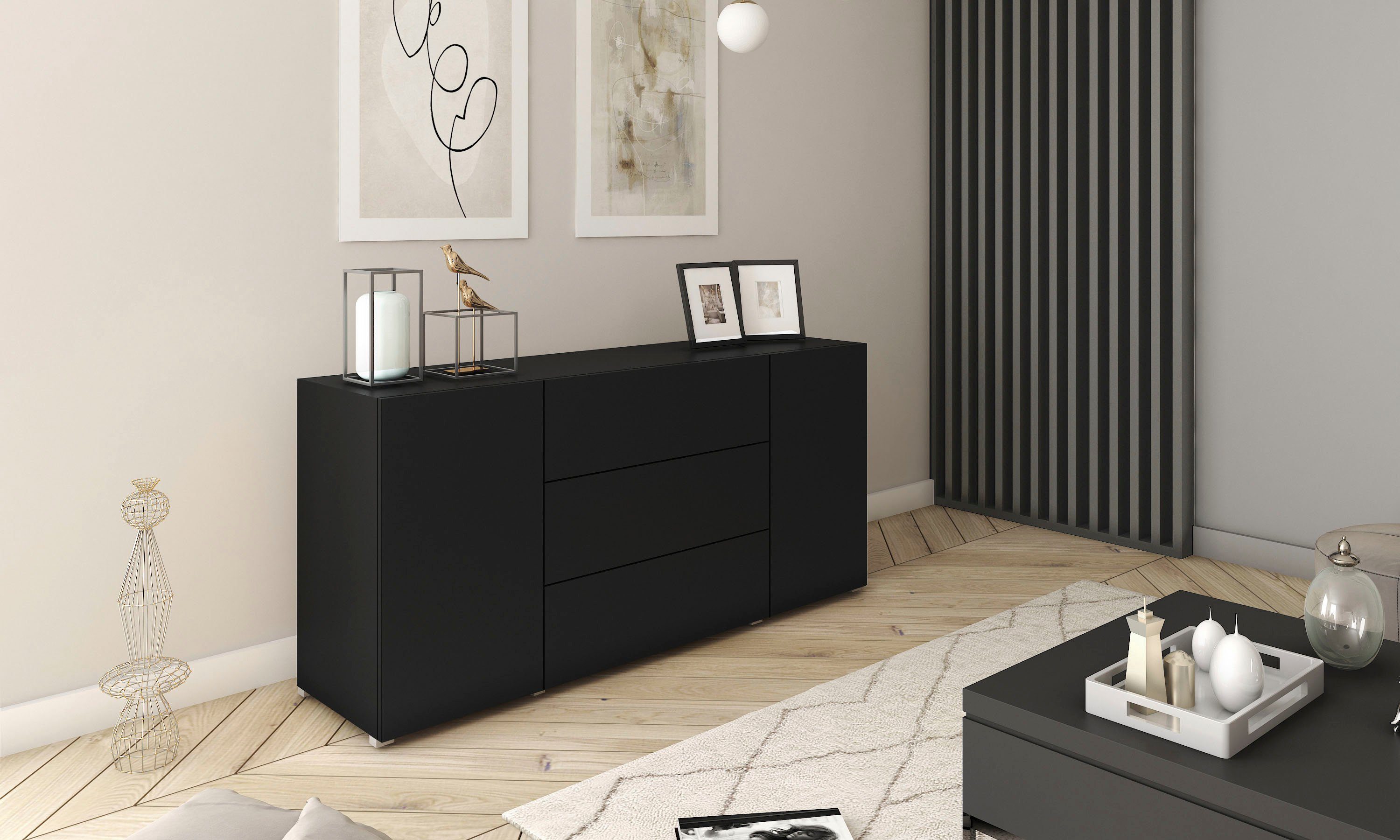 INOSIGN Sideboard "BERLIN", Moderne grifflose Kommode Breite 150 cm, 4 Schu günstig online kaufen