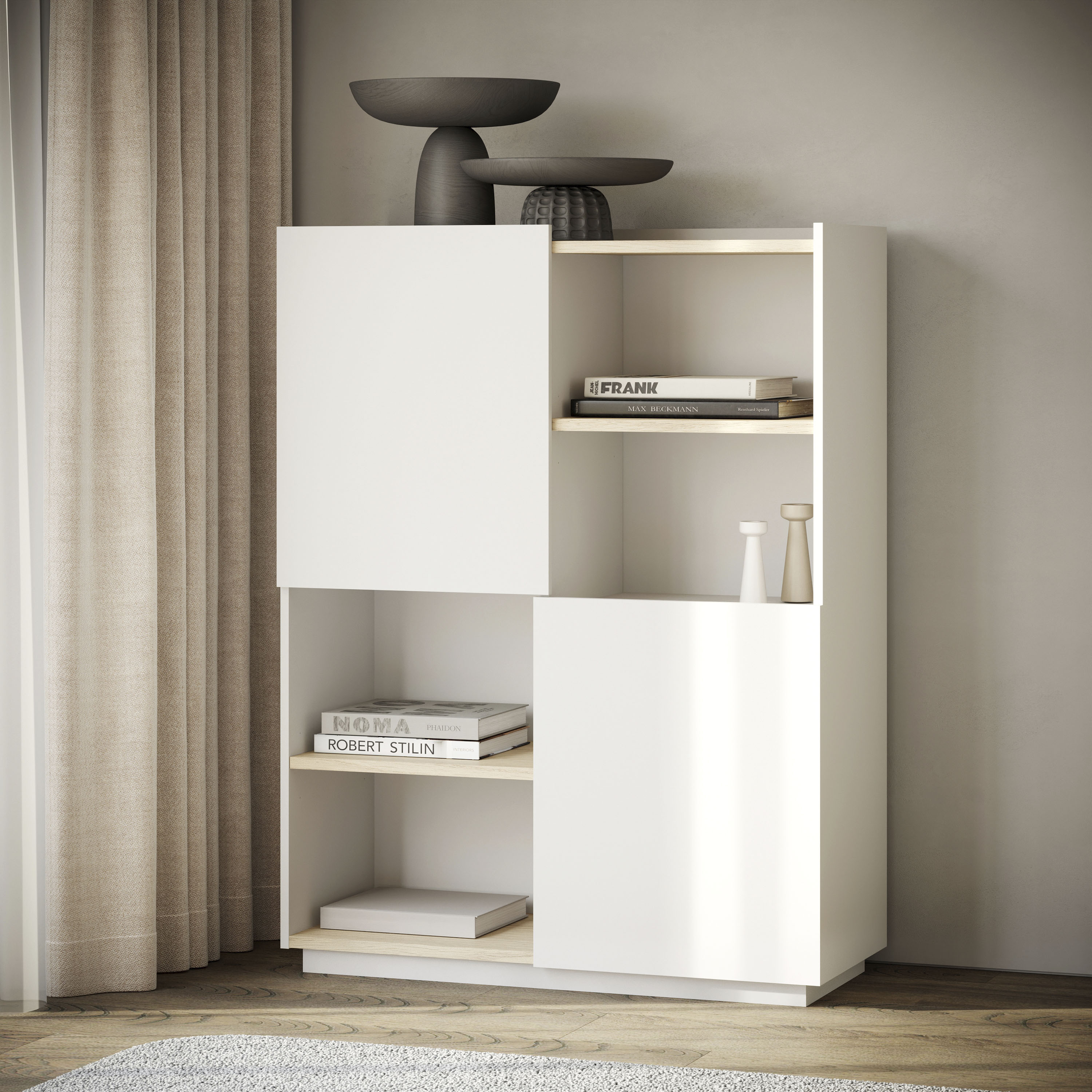 TemaHome Highboard "Nina", Stauraumschrank aus Echtholzfurnier mit Metallfü günstig online kaufen