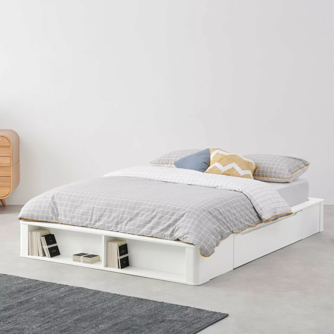 Kano Plattformbett mit Schubladen (140 x 200 cm), Weiss - MADE.com günstig online kaufen