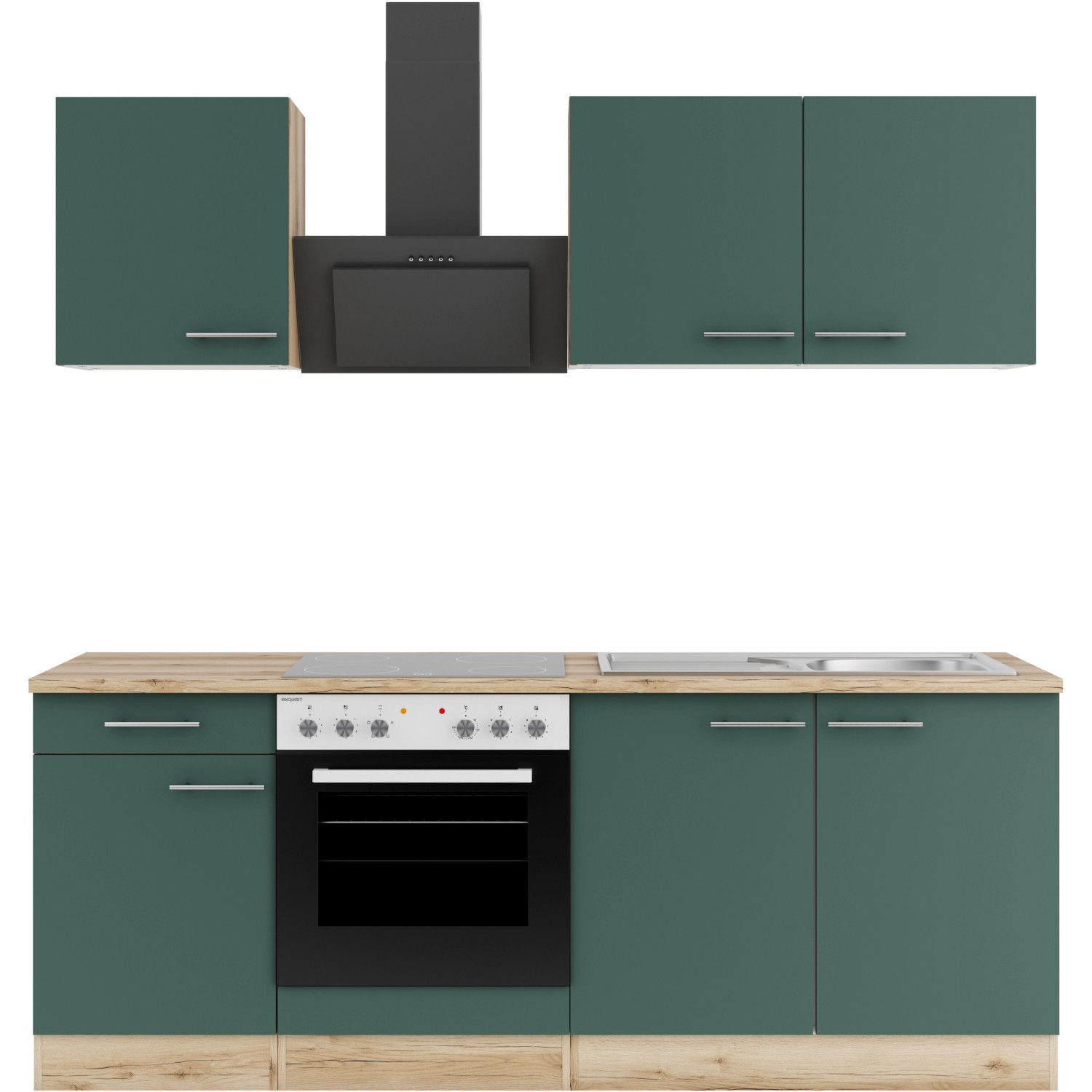 Optifit Küchenzeile KPSA 2136OE-9+ Savona405 ohne E-Geräte Steingrün 210 cm günstig online kaufen