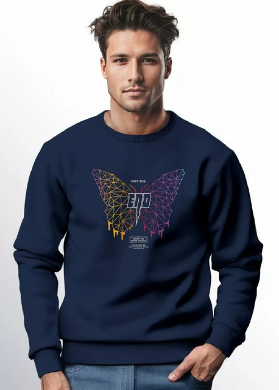 Neverless Sweatshirt Sweatshirt Herren Schmetterling Geometric Design Butte günstig online kaufen