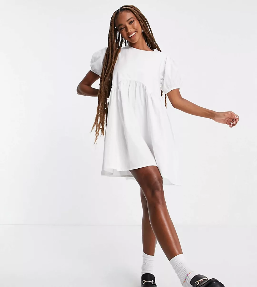 COLLUSION – Hänger-Minikleid mit Taillendetail in Weiß günstig online kaufen