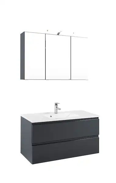 welltime Badmöbel-Set »Cardiff«, (2 St.), griffloses Design, Breite 100 cm günstig online kaufen