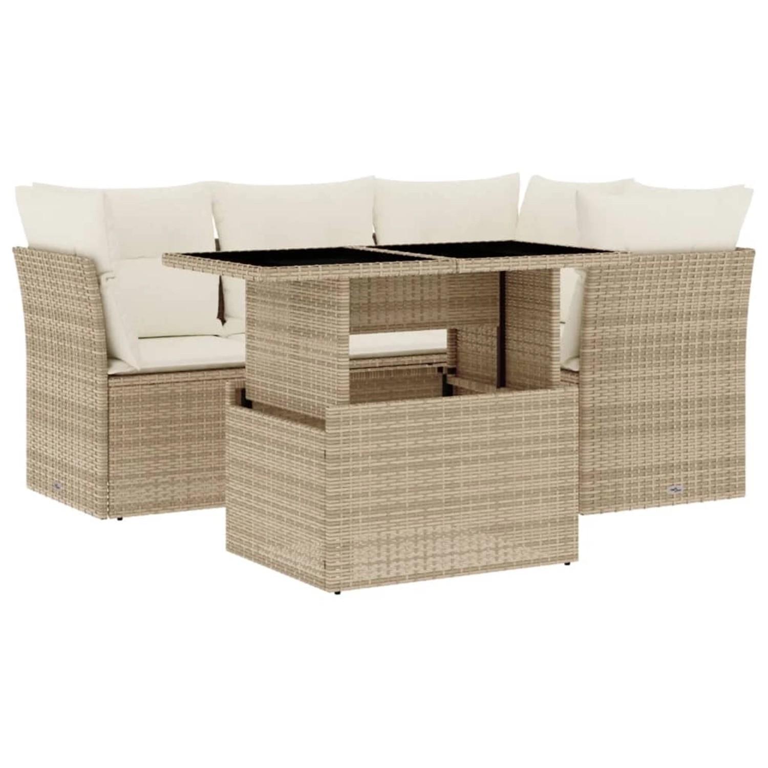 vidaXL 5-Tlg Garten-Sofagarnitur mit Kissen Beige Poly Rattan 3266558 günstig online kaufen