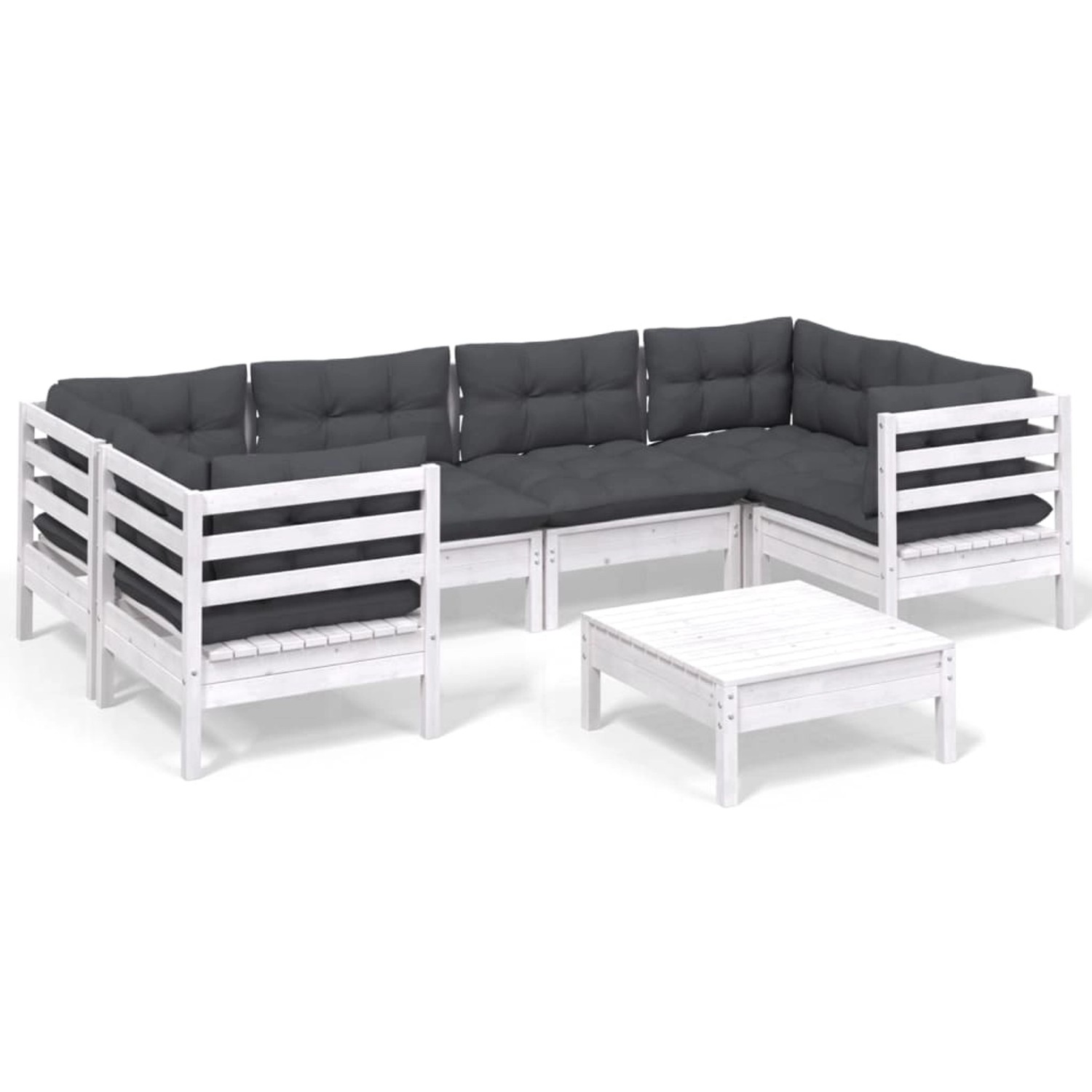 vidaXL 7-Tlg Garten-Lounge-Set mit Kissen Weiß Kiefernholz 3097302 günstig online kaufen