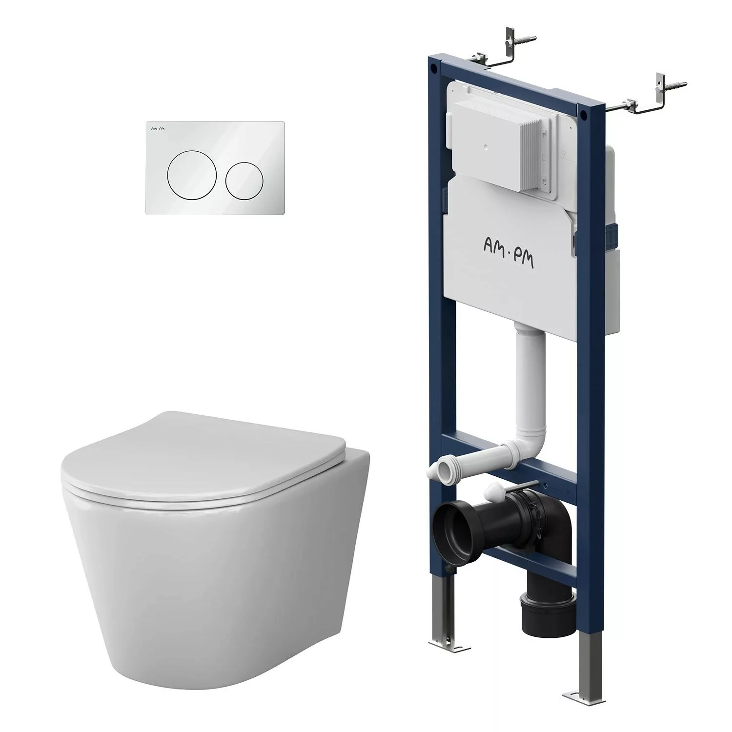 AM.PM WC Set: Wand-WC + Vorwandelement + Drückerplatte Toilette mit Spülkas günstig online kaufen