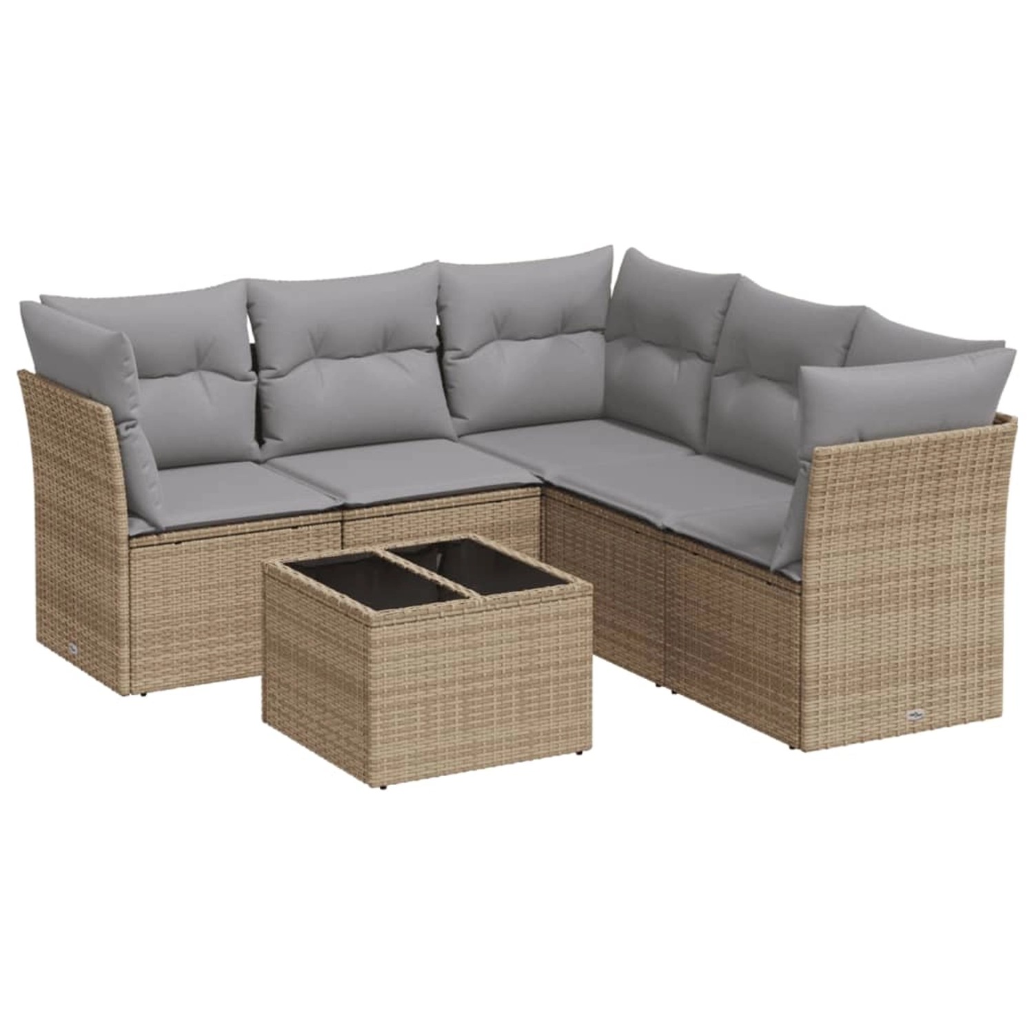 vidaXL 6-Tlg Garten-Sofagarnitur mit Kissen Beige Poly Rattan 3249468 günstig online kaufen