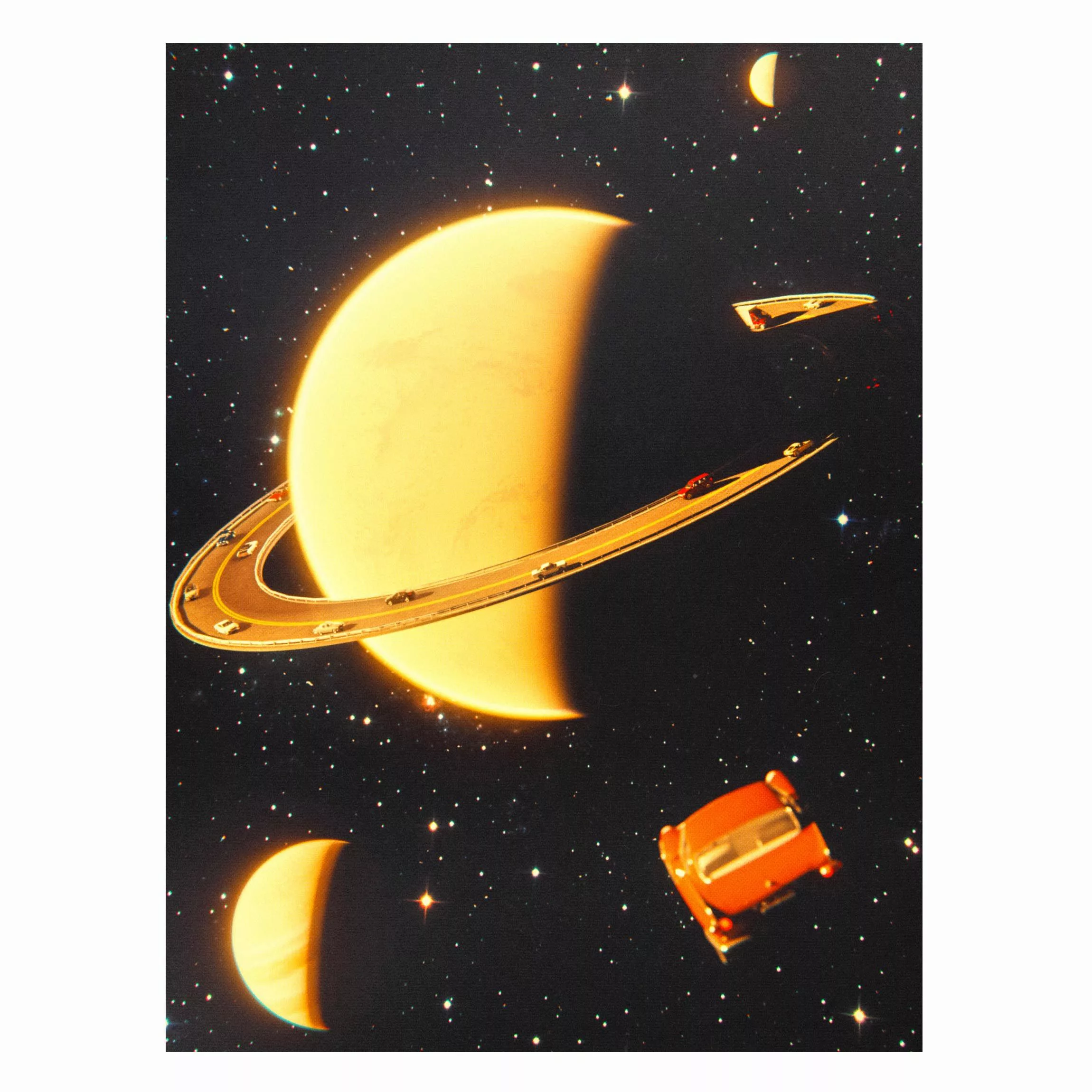 Magnettafel Retro Collage - The Rings Of Saturn günstig online kaufen