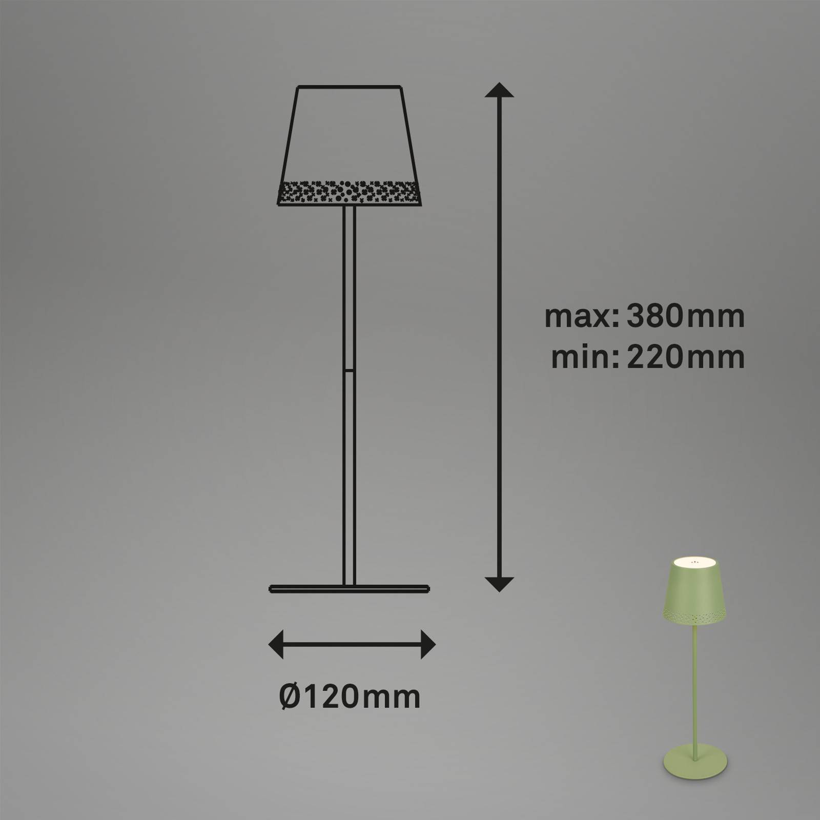 LED-Tischleuchte Kiki mit Akku 3.000K, lindgrün günstig online kaufen