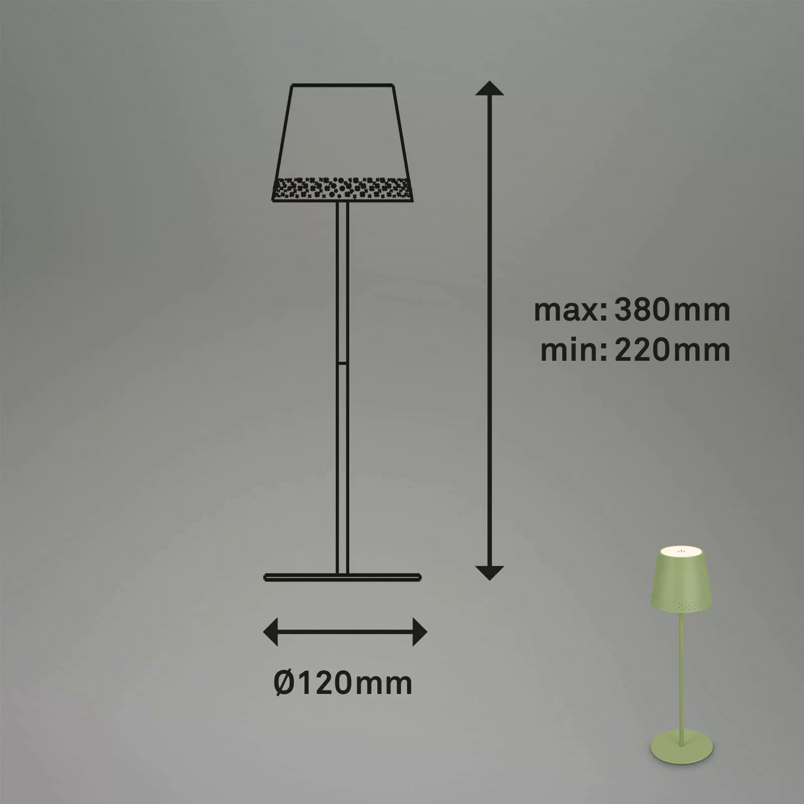 LED-Tischleuchte Kiki mit Akku 3.000K, lindgrün günstig online kaufen