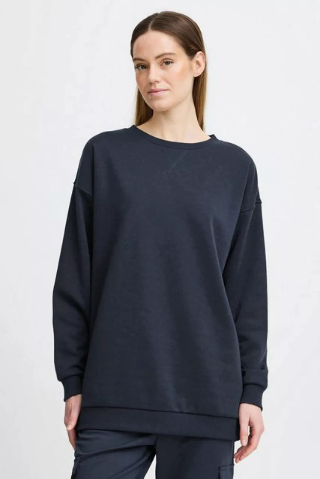 OXMO Sweatshirt OMHillary modischer Rundhalspullover in längerem Schnitt günstig online kaufen