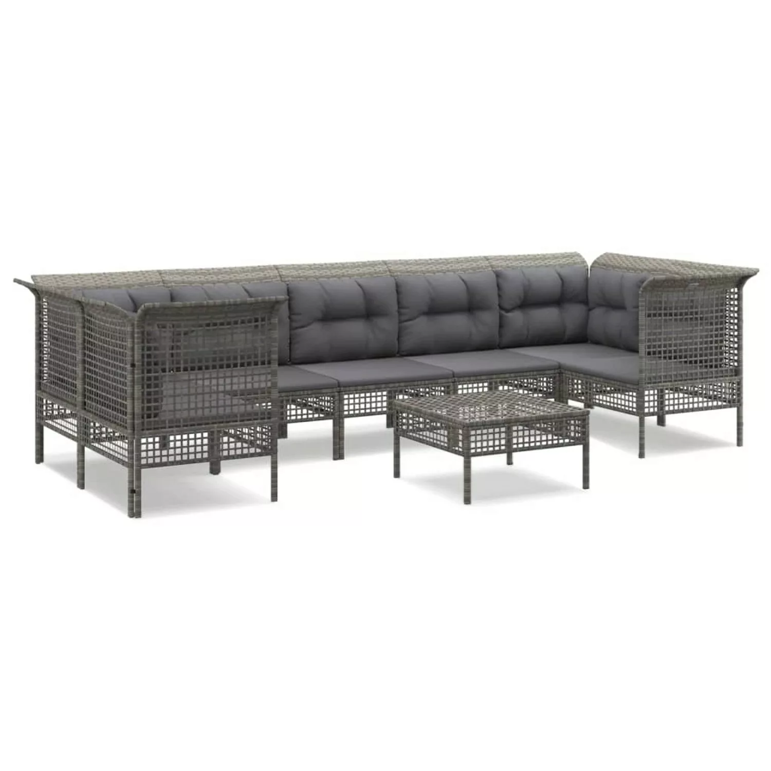 Vidaxl 8-tlg. Garten-lounge-set Mit Kissen Grau Poly Rattan günstig online kaufen