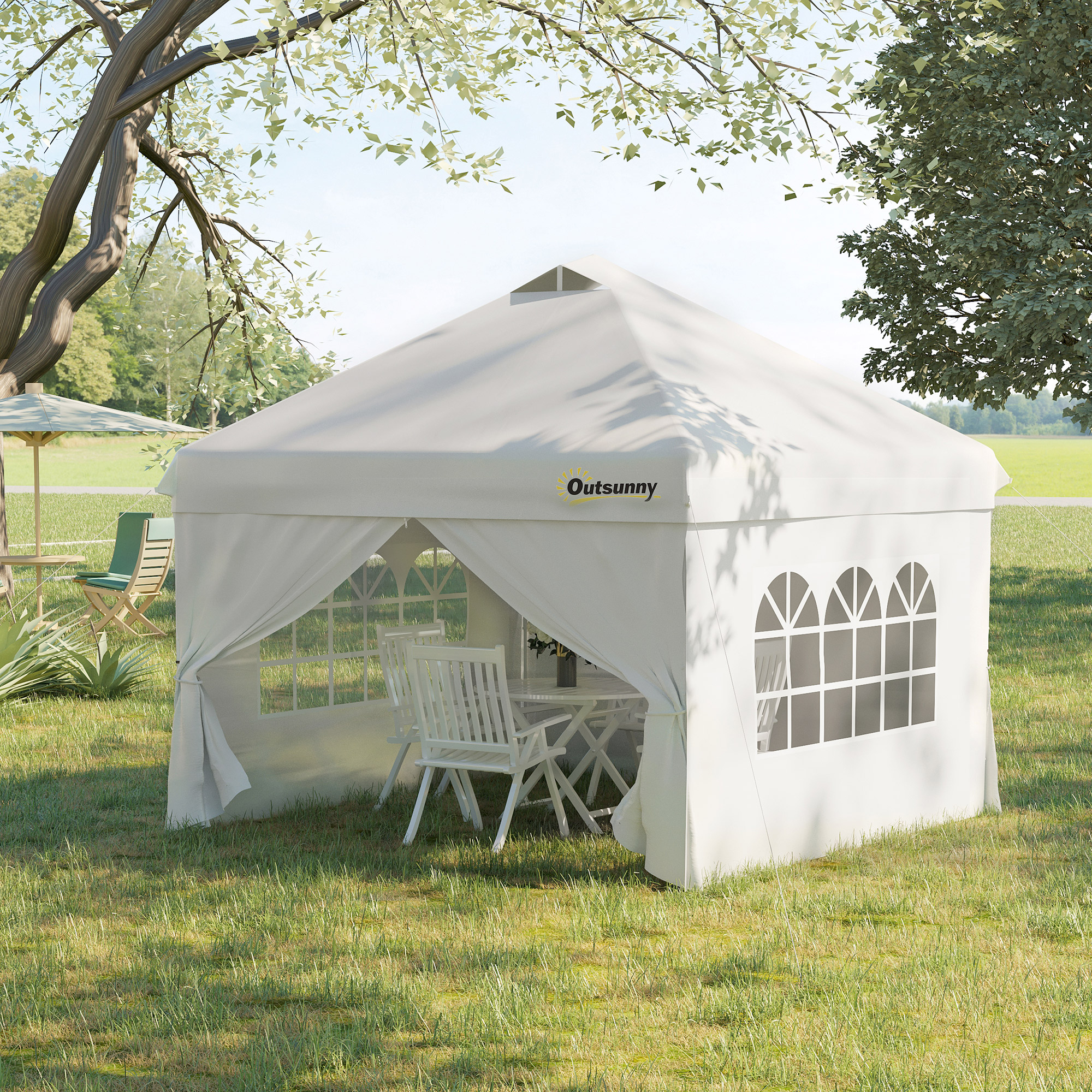 Outsunny Pop-Up Gartenpavillon Barnum 3x3 m mit höhenverstellbarer Gestell, günstig online kaufen