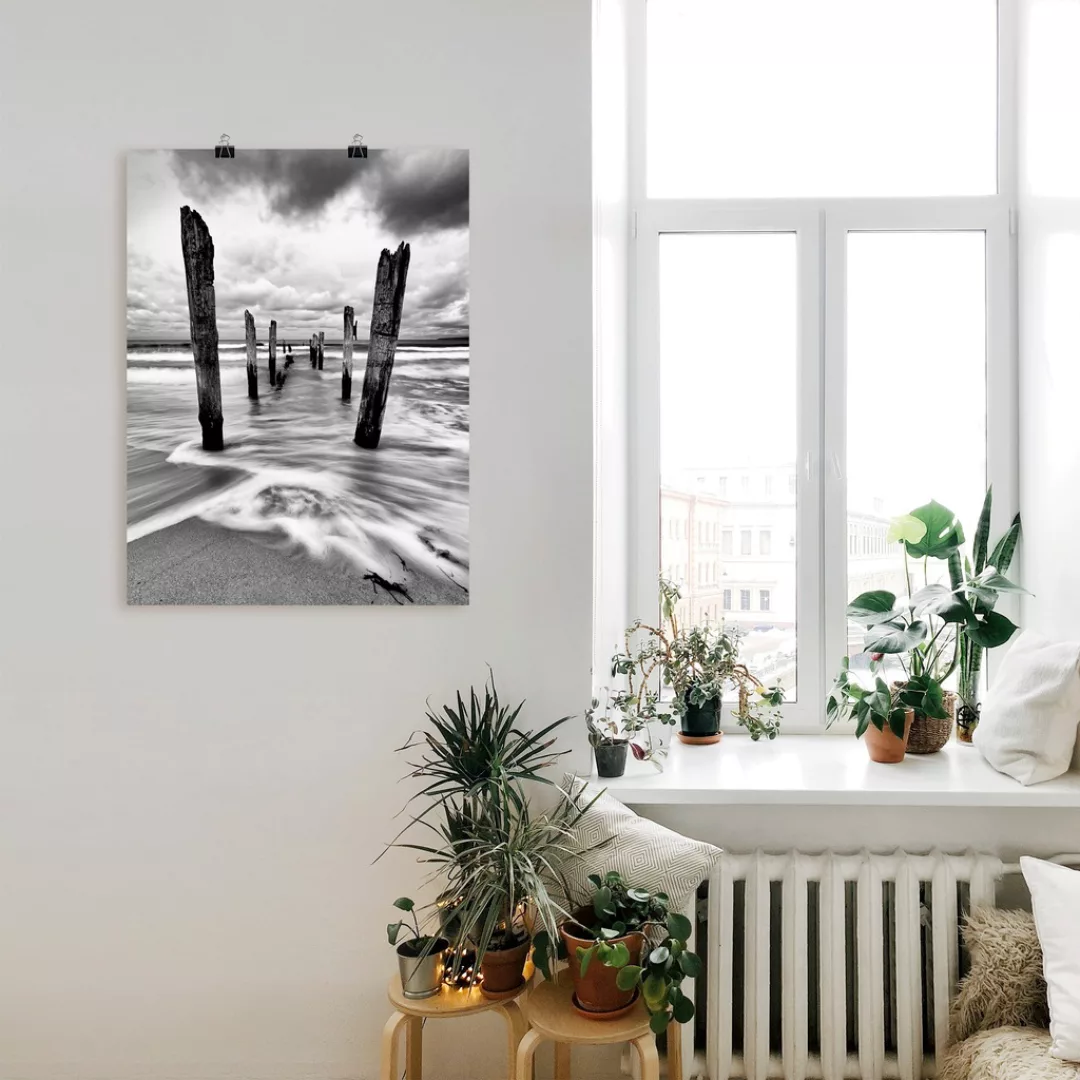 Artland Wandbild "Holzstangen am Ostseestrand", Küste, (1 St.), als Leinwan günstig online kaufen