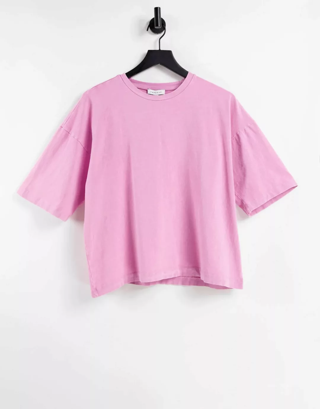 Topshop – Oversize-T-Shirt mit Acid-Waschung in Rosa günstig online kaufen