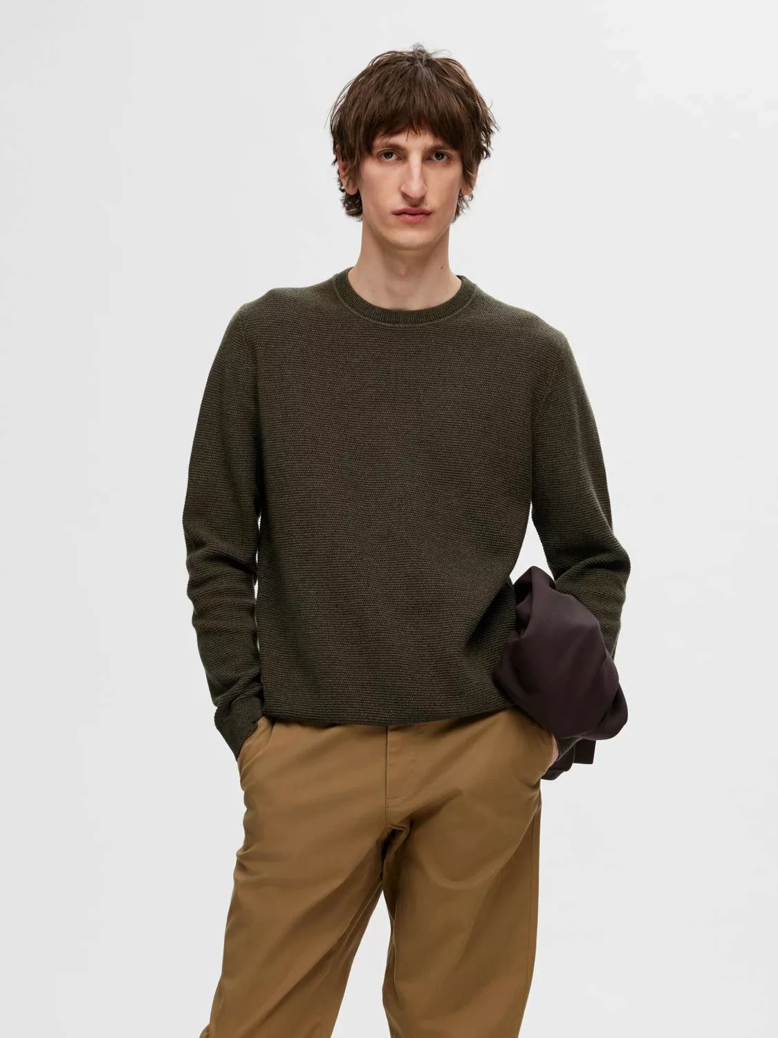 SELECTED HOMME Strickpullover "SLHROSS LS KNIT STRUCTURE CREW NECK NOOS" günstig online kaufen