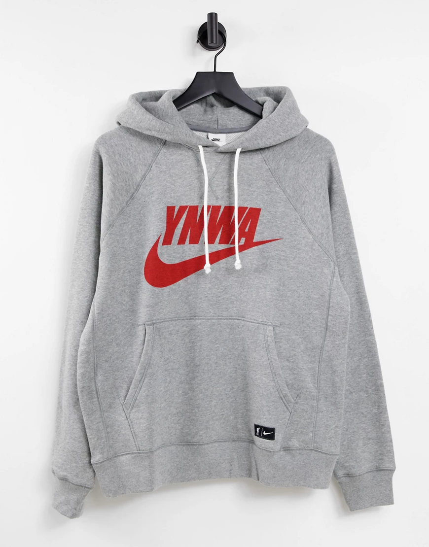 Nike Football – Liverpool FC YNWA Swoosh – Kapuzenpullover in Grau mit Logo günstig online kaufen