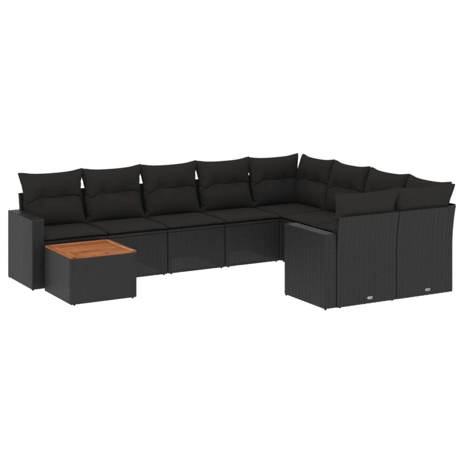 vidaXL 10-Tlg Garten-Sofagarnitur mit Kissen Schwarz Poly Rattan 3256615 günstig online kaufen