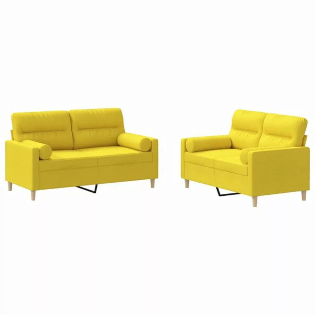 vidaXL Sofa Sofagarnitur Set mit Kissen Stoff, 2-tlg., Gelb günstig online kaufen