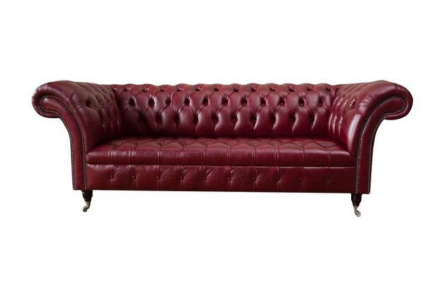 Xlmoebel Sofa Chesterfield 3-Sitzer Ledersofa Luxus Braun Möbel 230cm, Herg günstig online kaufen