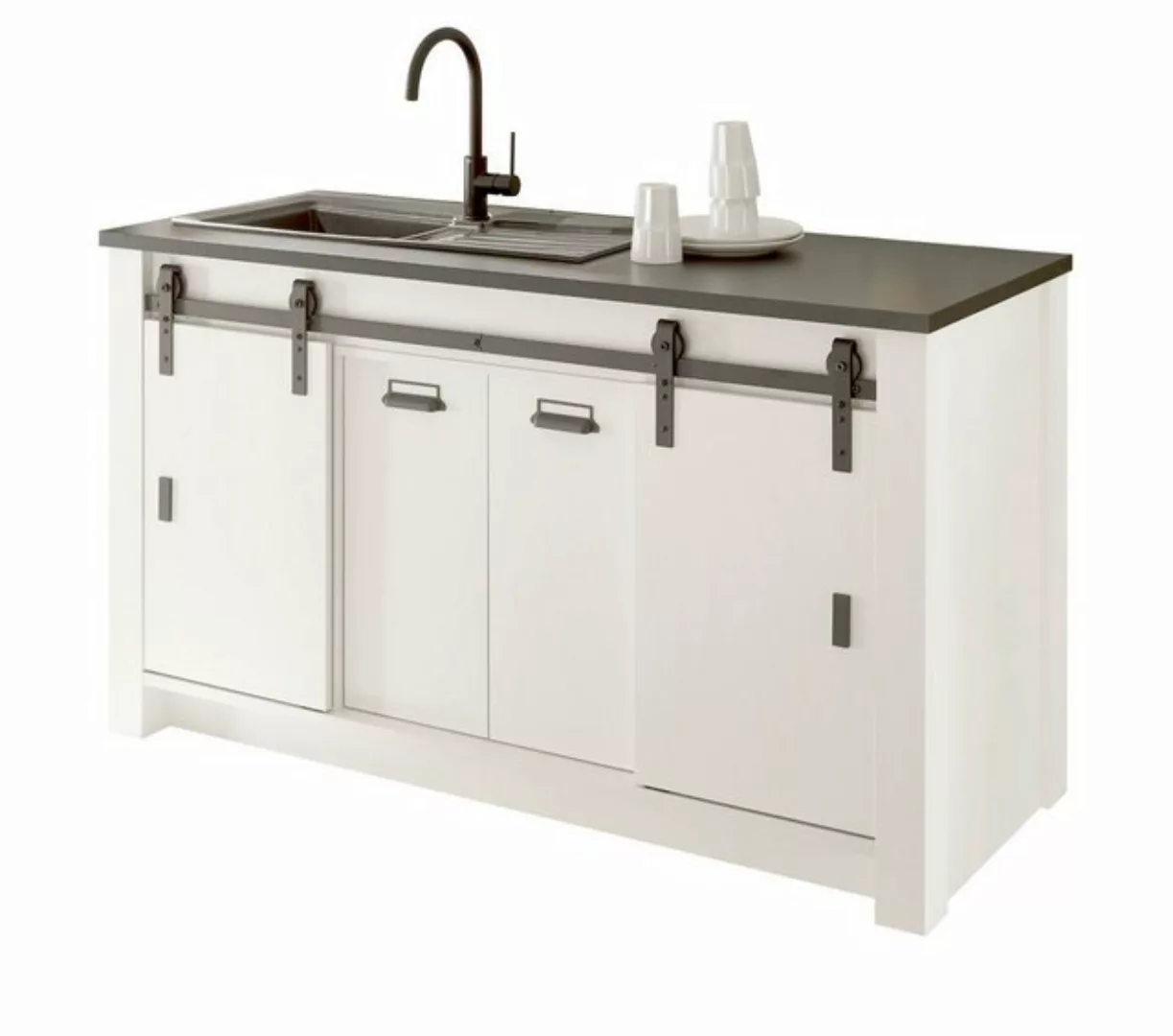 Furn.Design Spülenunterschrank Stove (Küchenschrank in weiß Pinie Vintage, günstig online kaufen